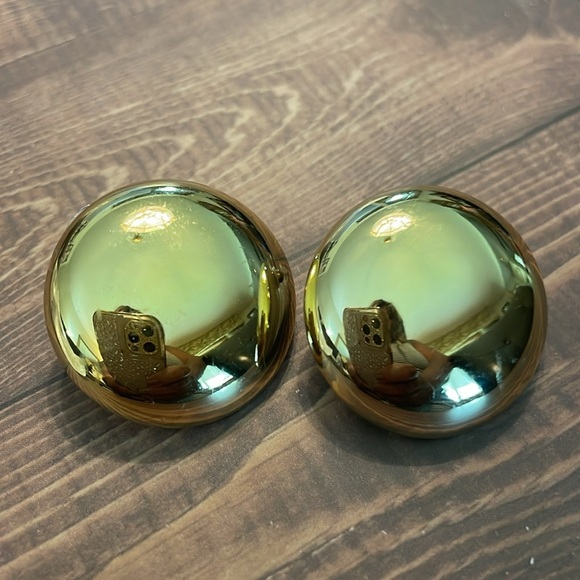 Gold Button Stud Earrings - Picture 5 of 13